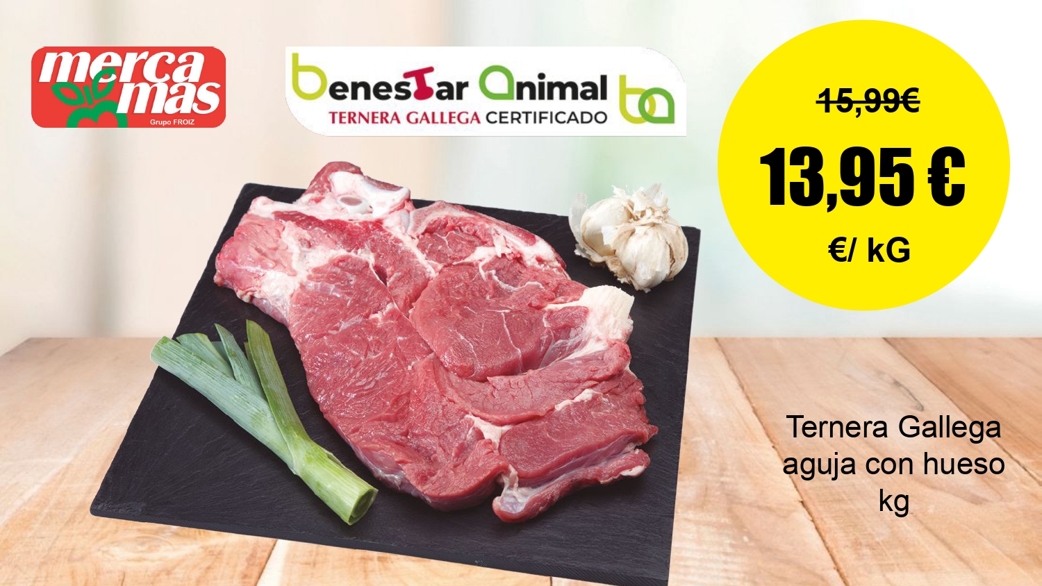 Ternera Gallega aguja con hueso en oferta en Mercamas Casal