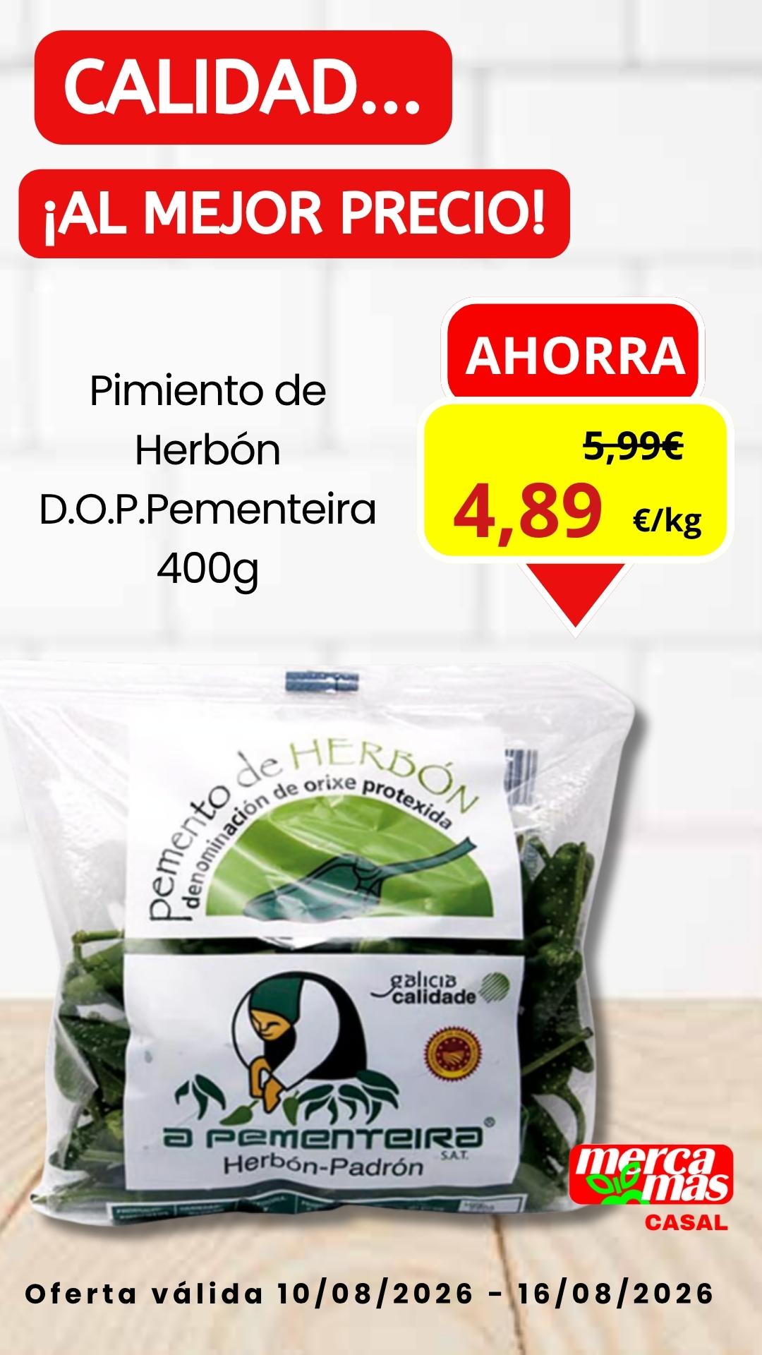 Oferta pimiento de Herbón DOP A Pementeira en Mercamas Casal