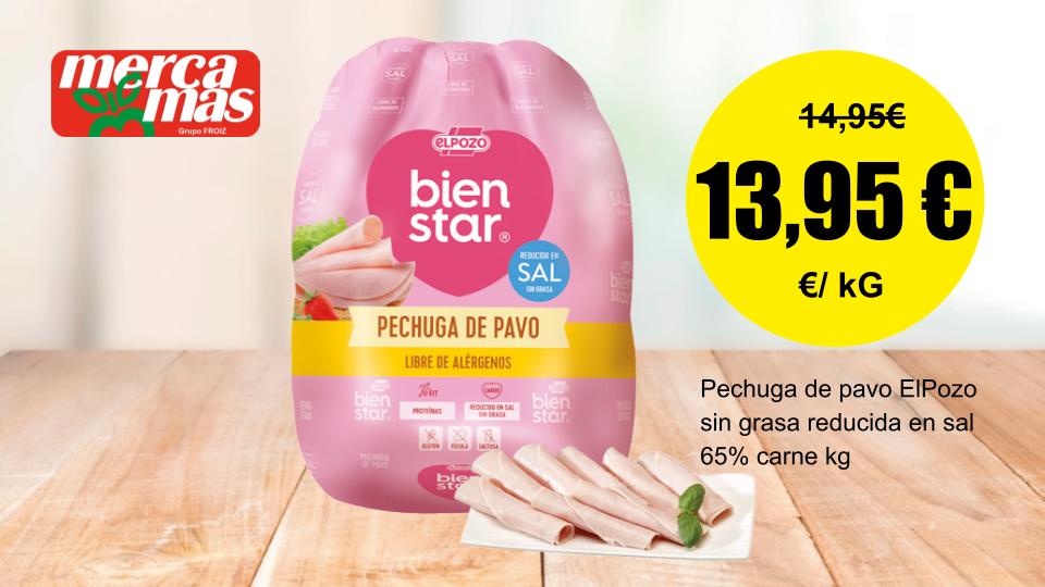 Pechuga de pavo ElPozo BienStar reducida en sal en oferta en Mercamás Casal
