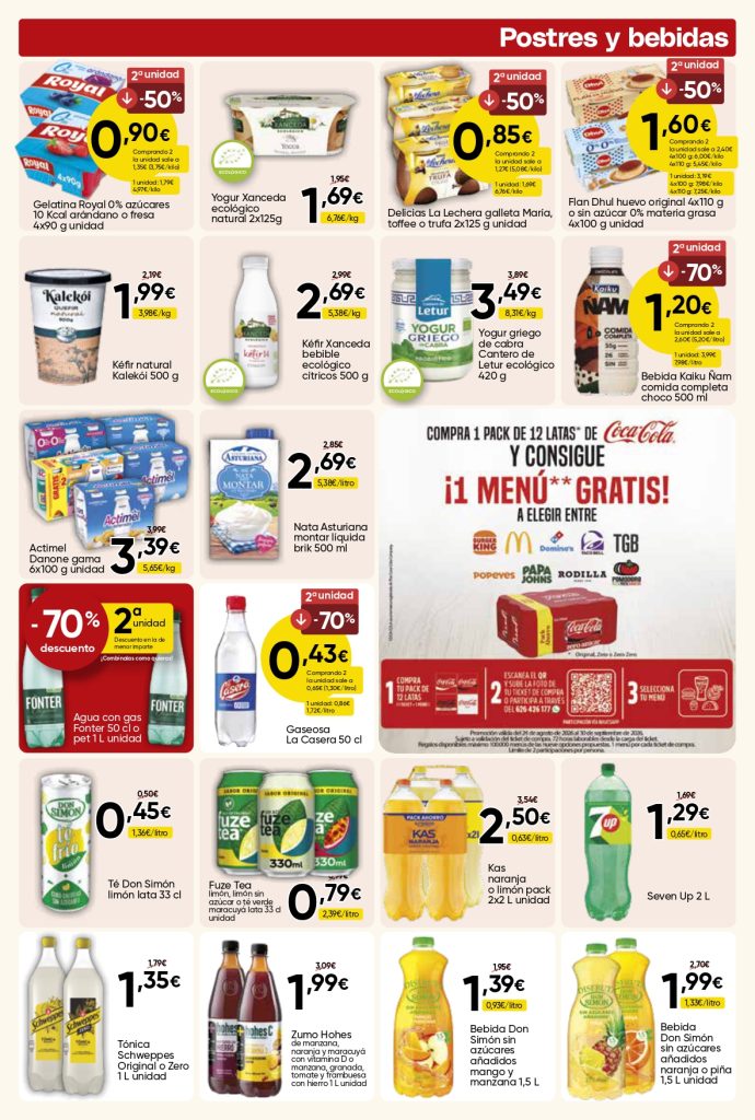 Ofertas de postres y bebidas Mercamás Casal