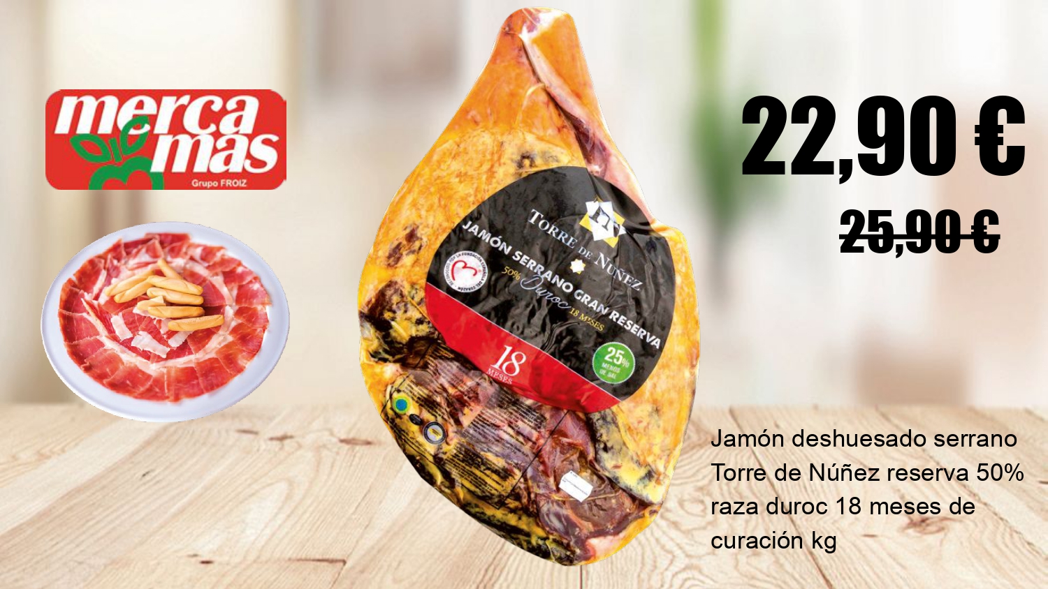 Jamón serrano Torre de Núñez Gran Reserva 18 meses en Mercamas Casal