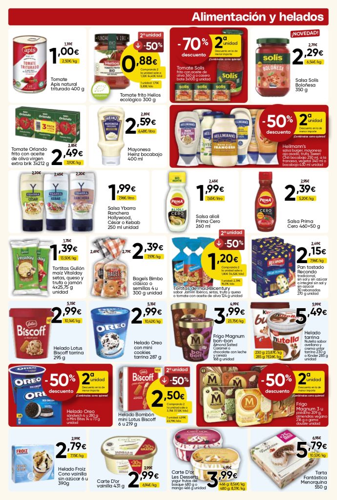 Ofertas de alimentación y helados Mercamás Casal