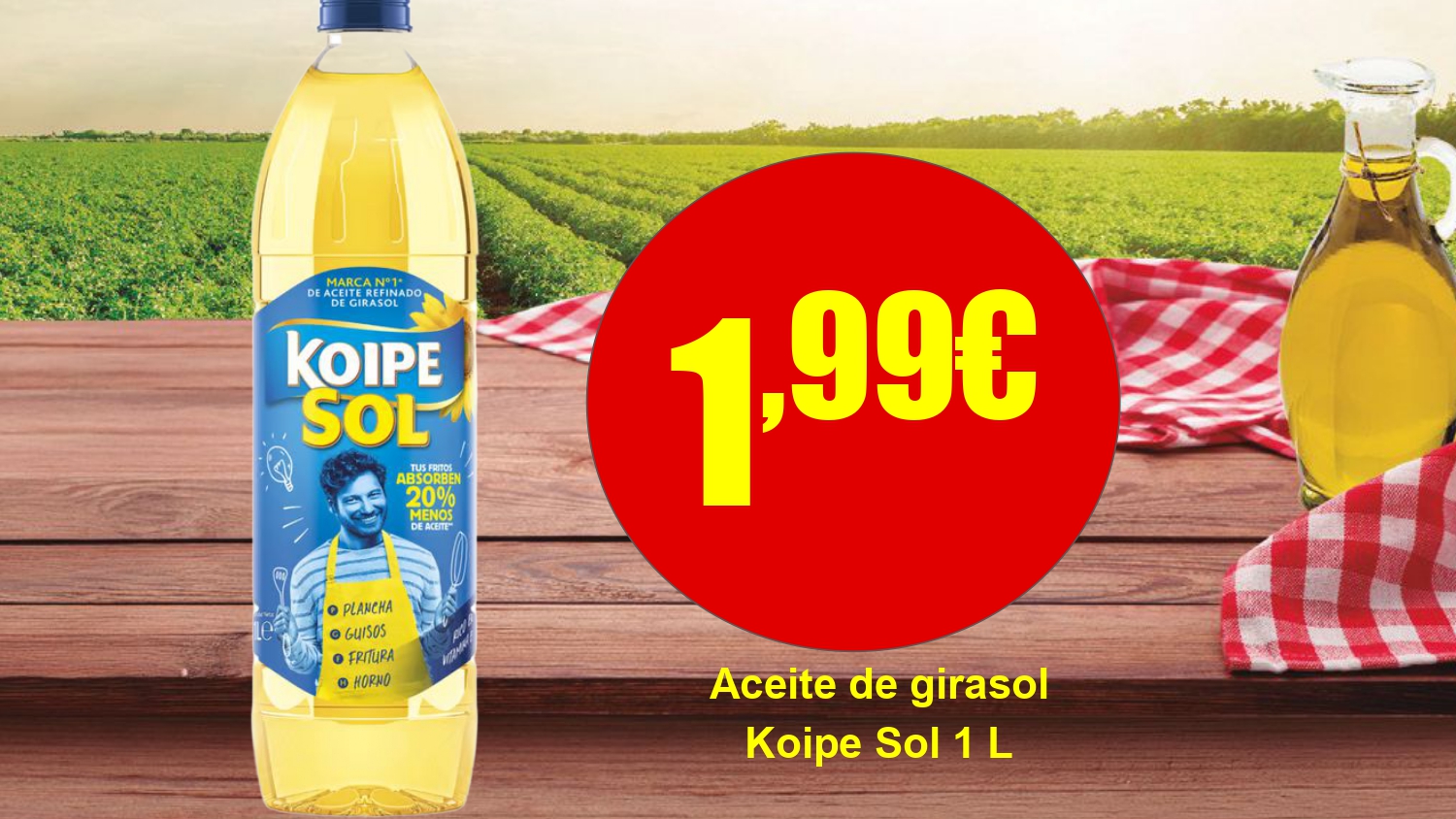 Aceite de girasol Koipe Sol 1 litro en oferta en Mercamas Casal