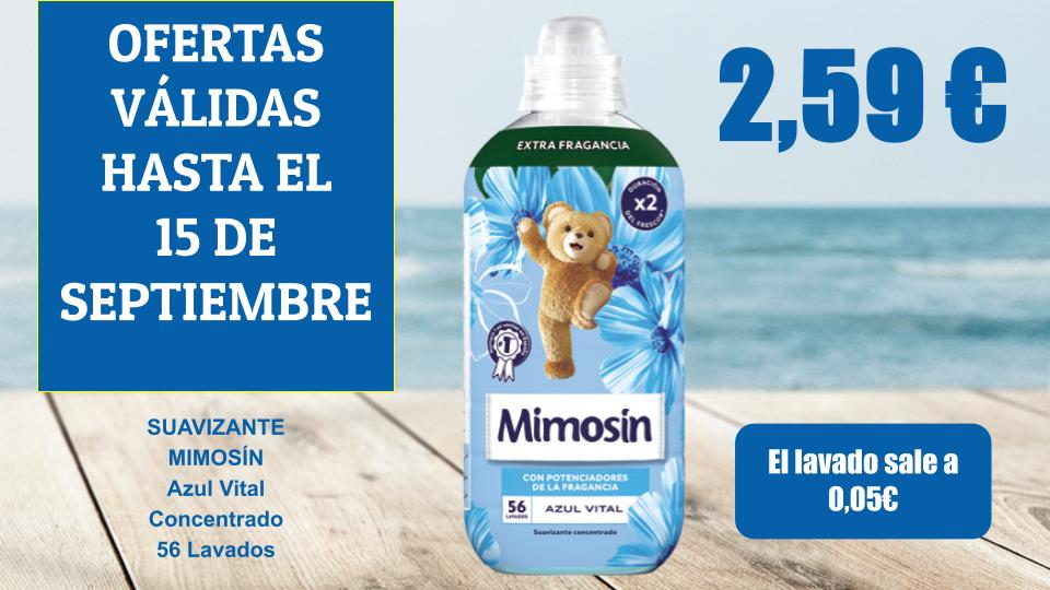 Suavizante Mimosín Azul Vital concentrado 56 lavados en oferta en Mercamás Casal