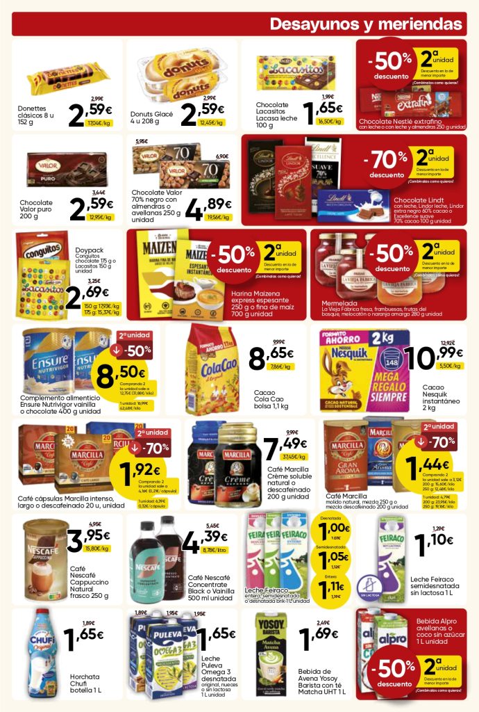Ofertas de desayunos y meriendas Mercamás Casal