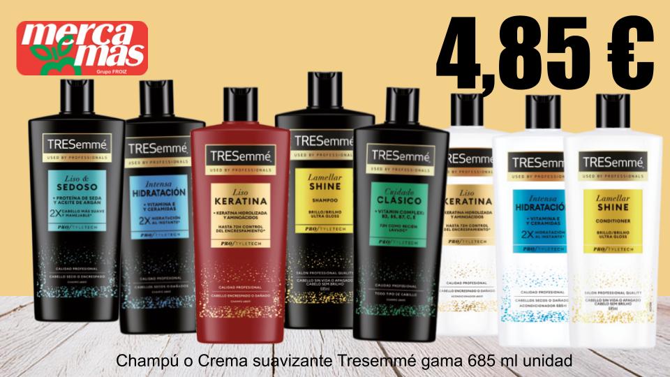 Champú o crema suavizante TRESemmé 685 ml en oferta en Mercamás Casal
