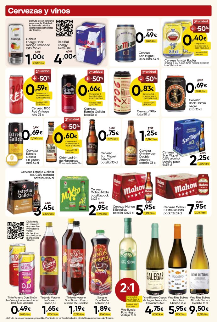 Ofertas de cervezas y vinos Mercamás Casal