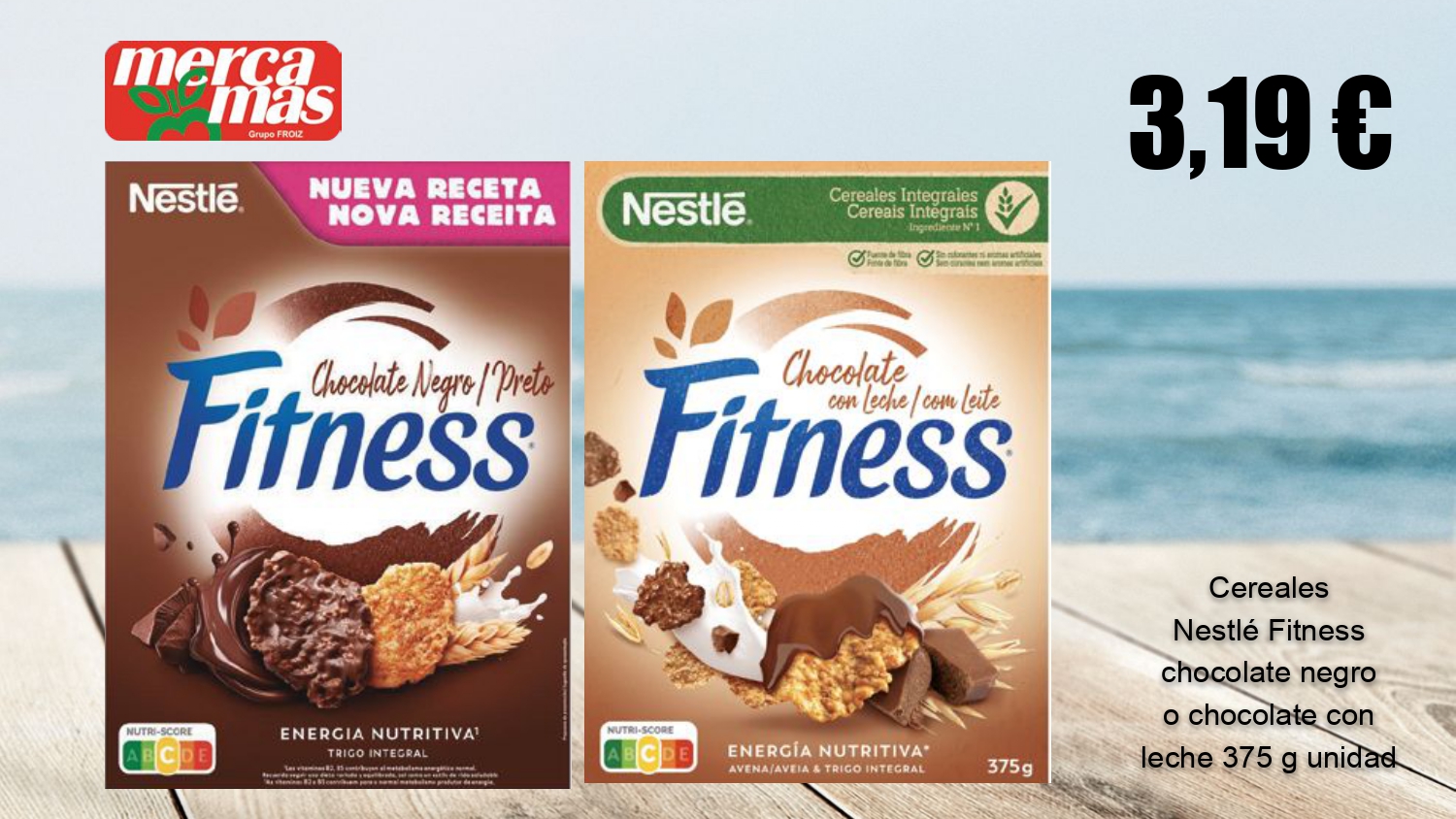 Cereales Nestlé Fitness chocolate negro o chocolate con leche 375 g en Mercamas Casal