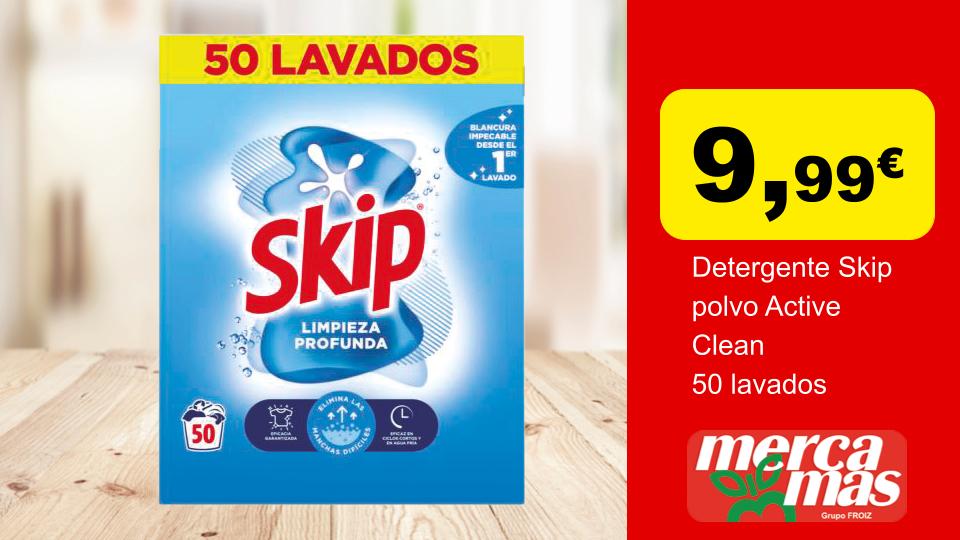 Detergente Skip Active Clean en polvo 50 lavados en oferta en Mercamás Casal