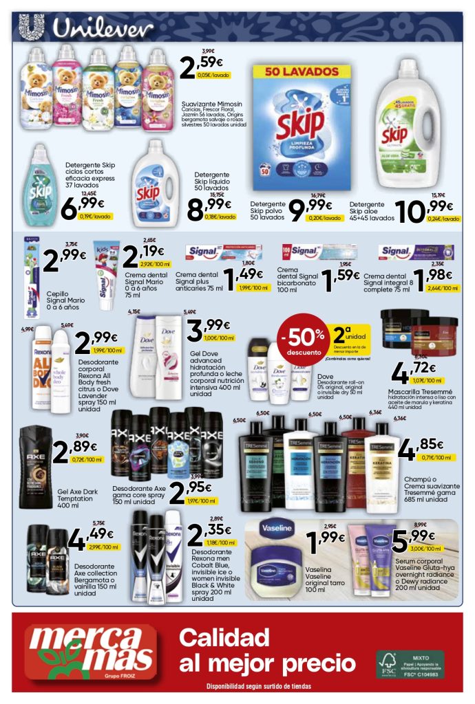 Ofertas de higiene y droguería Mercamás Casal