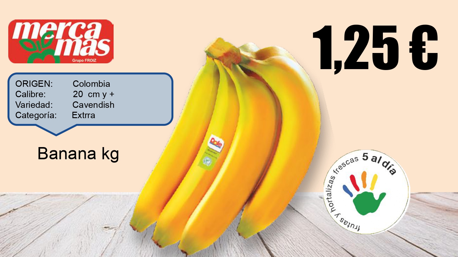 Banana en oferta en Mercamás Casal