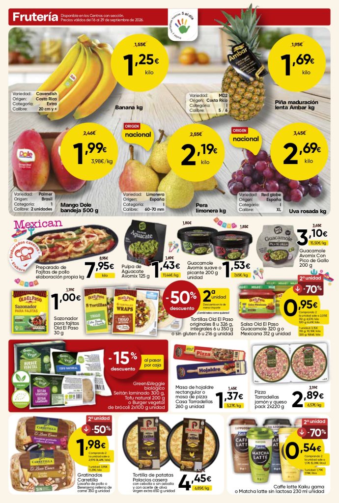Ofertas de frutería del folleto Mercamás Casal de septiembre de 2026