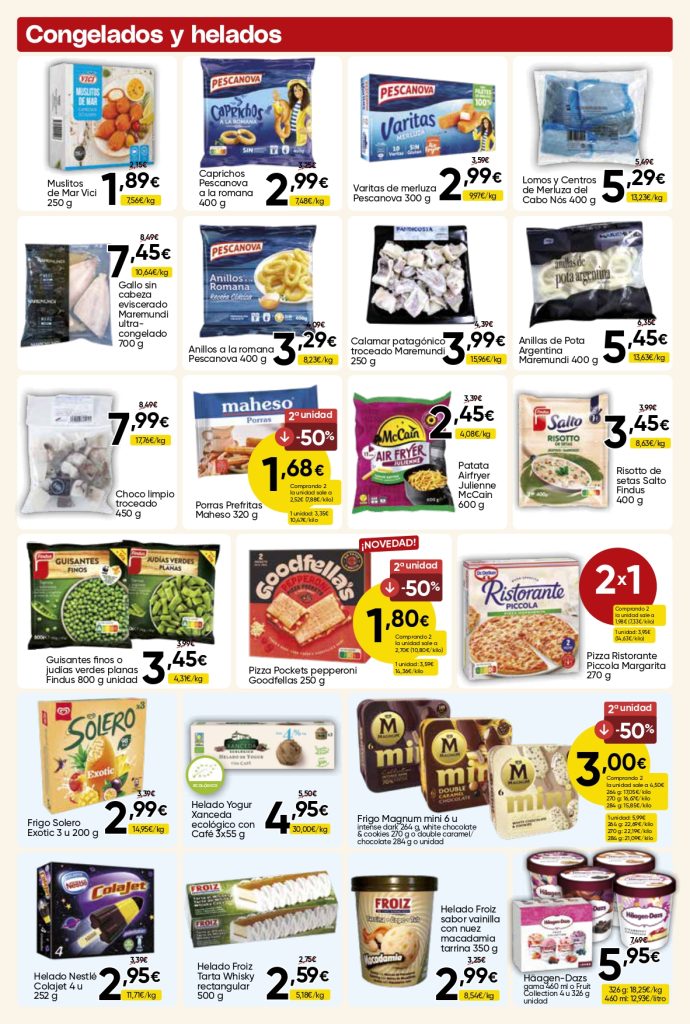 Ofertas de congelados y helados del folleto Mercamás Casal