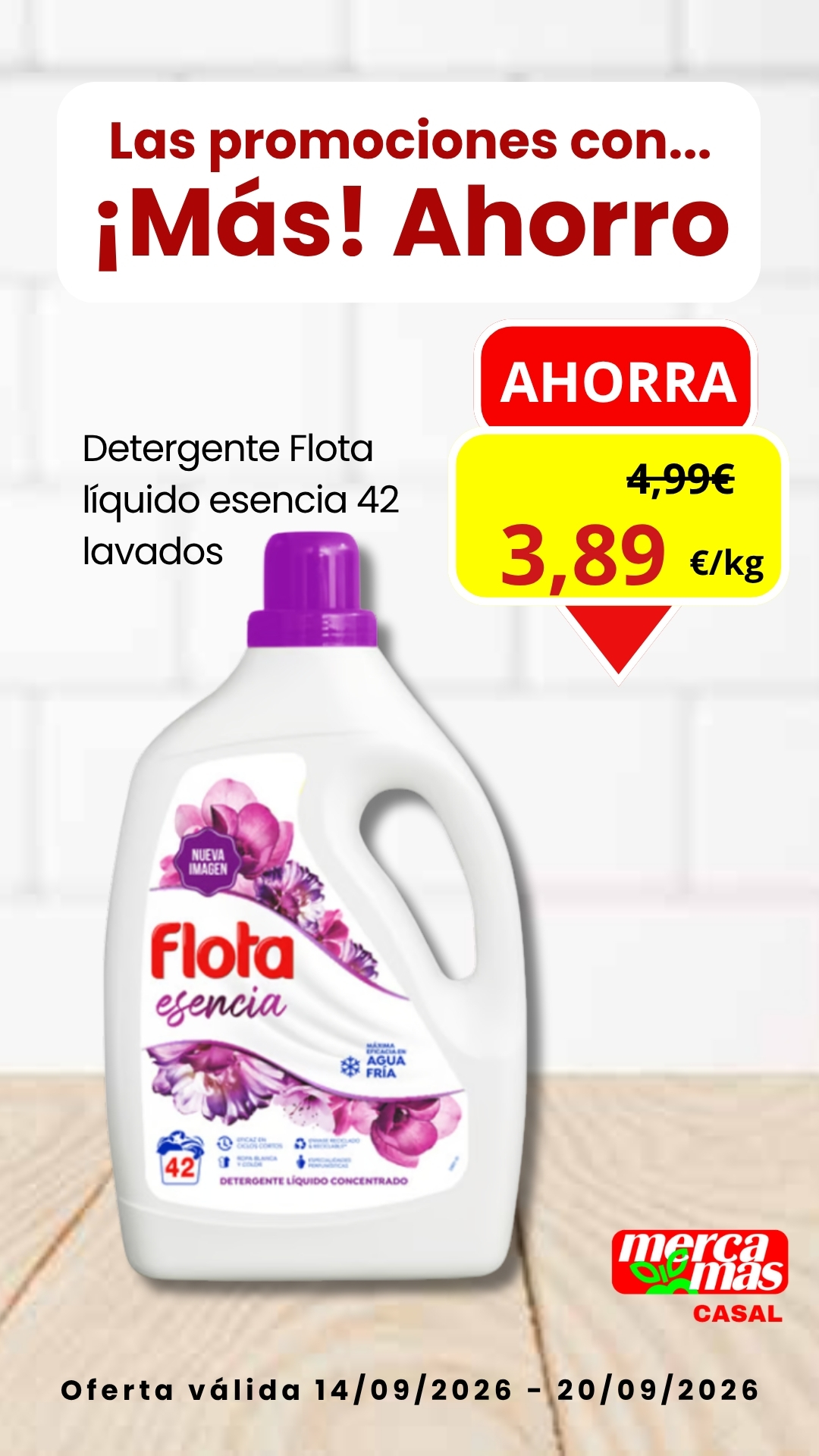 Detergente líquido Flota Esencia 42 lavados en oferta en Mercamás Casal