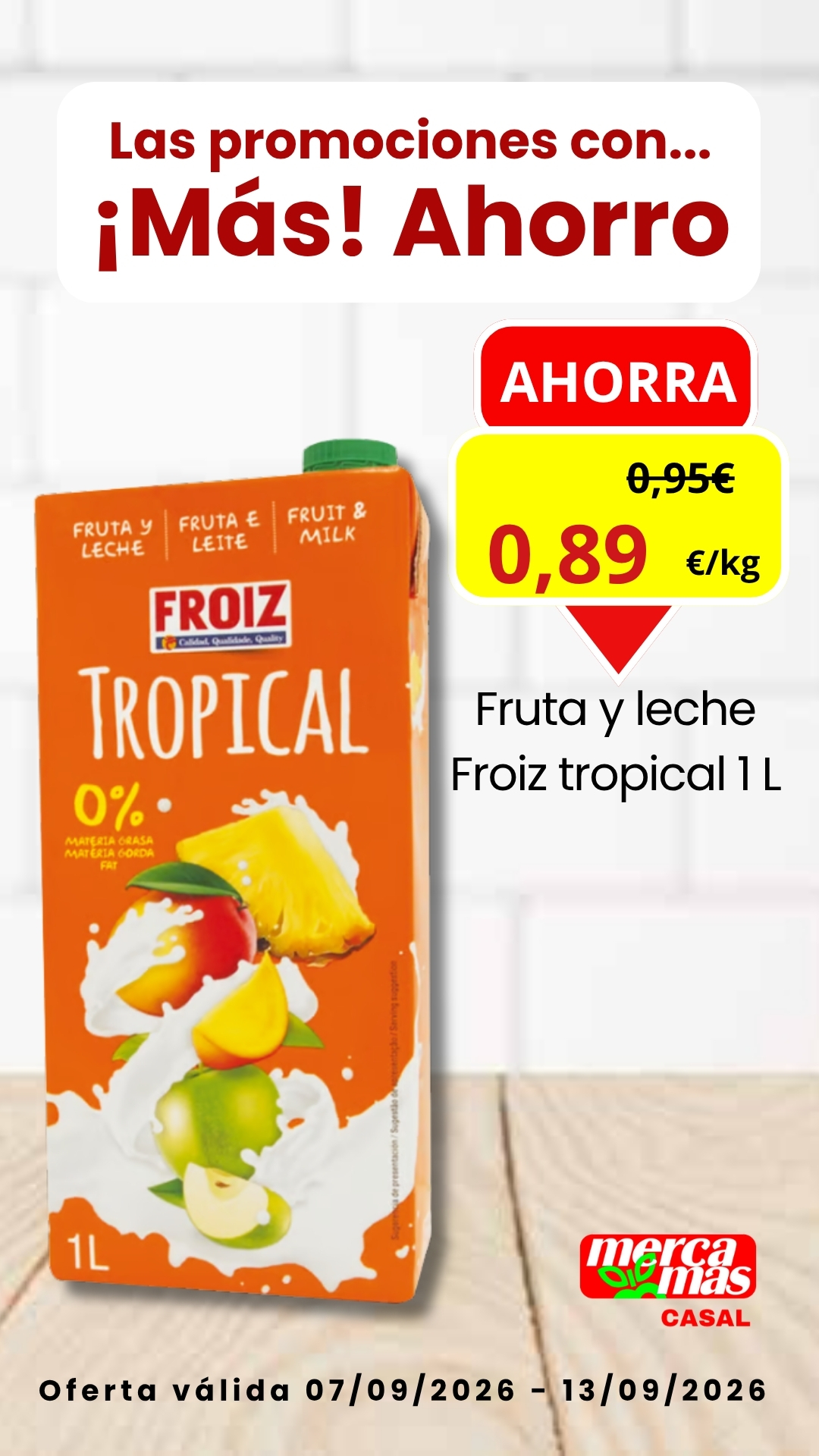 Fruta y leche Froiz Tropical 1 litro en oferta en Mercamás Casal