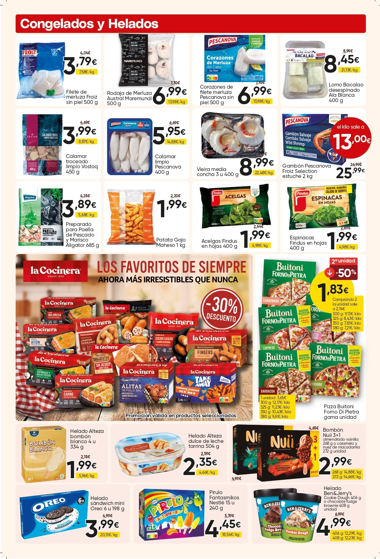 Ofertas de congelados y helados de Mercamas Casal en octubre de 2026