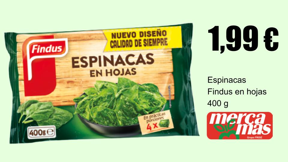 Espinacas Findus en hojas 400 g en Mercamas Casal