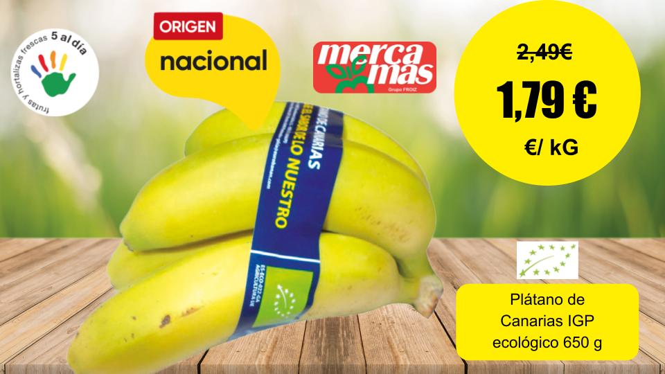 Plátano de Canarias IGP ecológico 650 g en Mercamas Casal