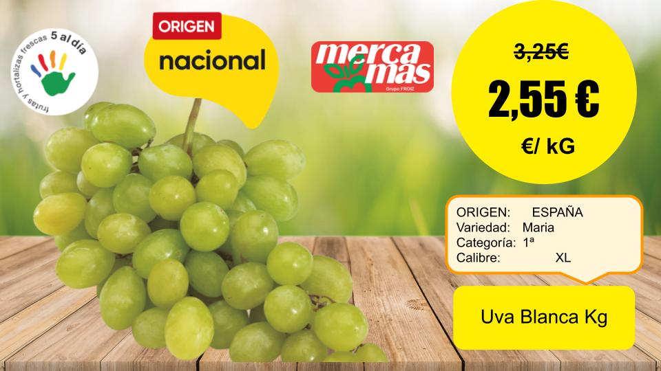 Uva blanca de origen nacional en Mercamas Casal