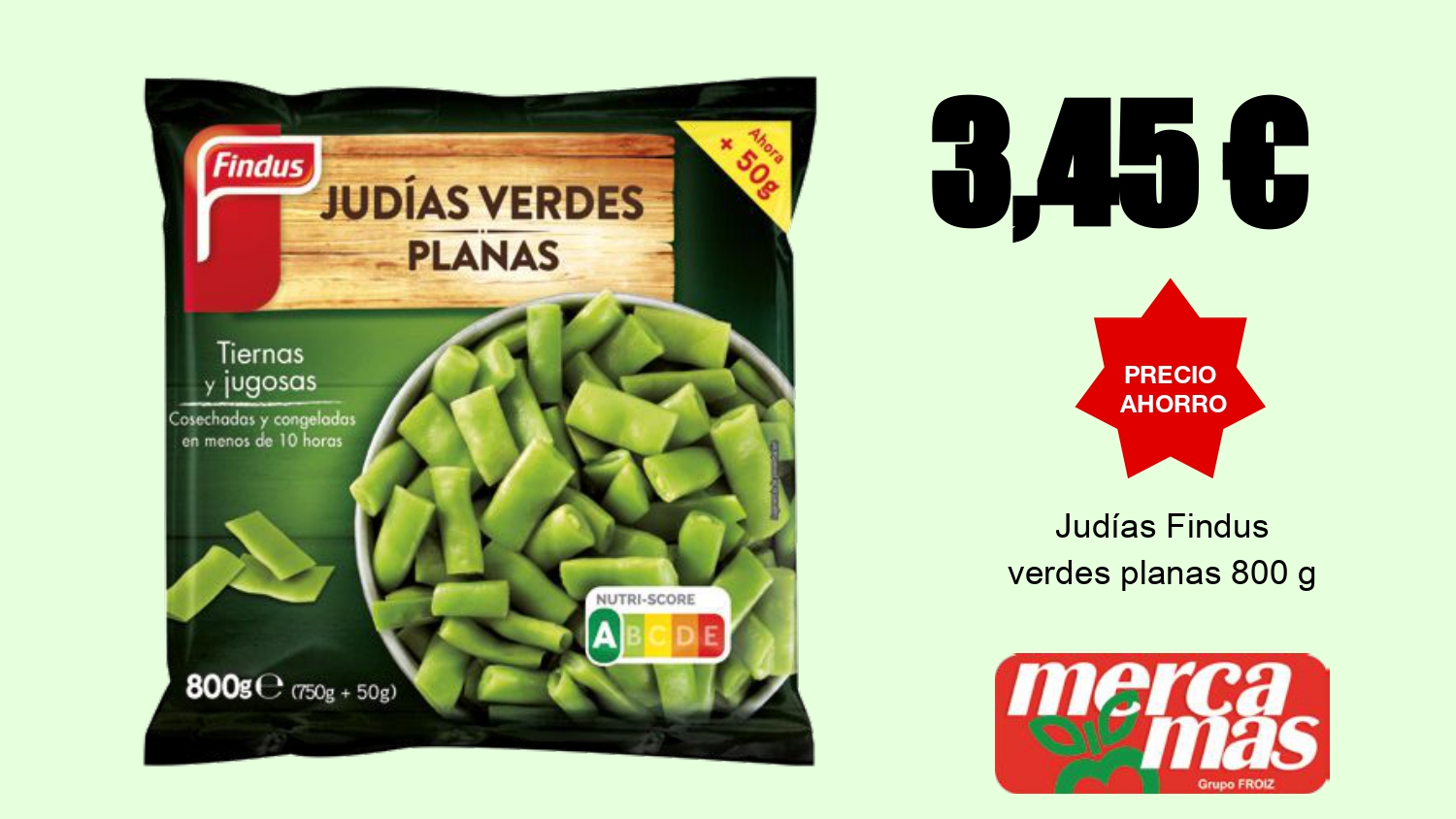 Judías verdes planas Findus 800 g en oferta en Mercamás Casal