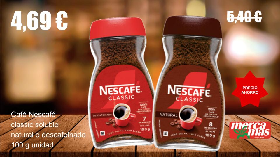 Café Nescafé Classic soluble natural o descafeinado en Mercamas Casal