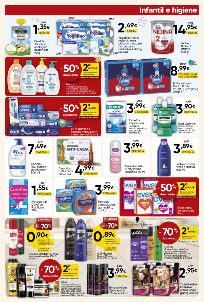 Ofertas de productos infantiles e higiene del folleto Mercamás Casal