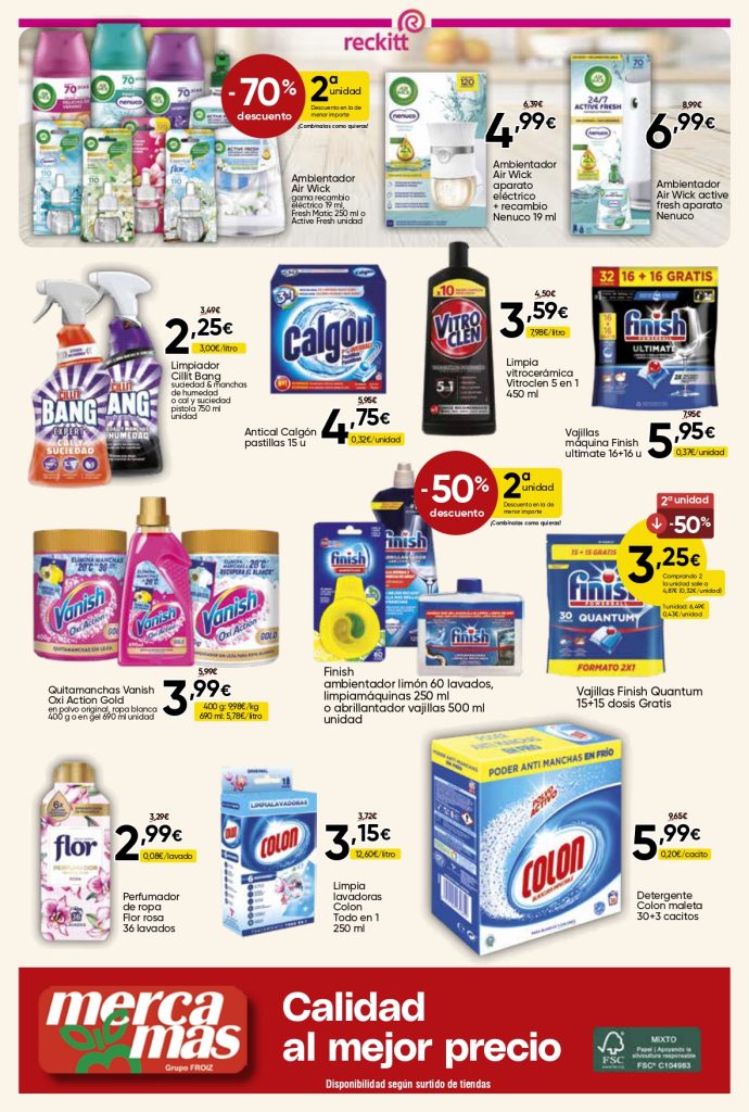 Ofertas de droguería y limpieza del folleto Mercamás Casal