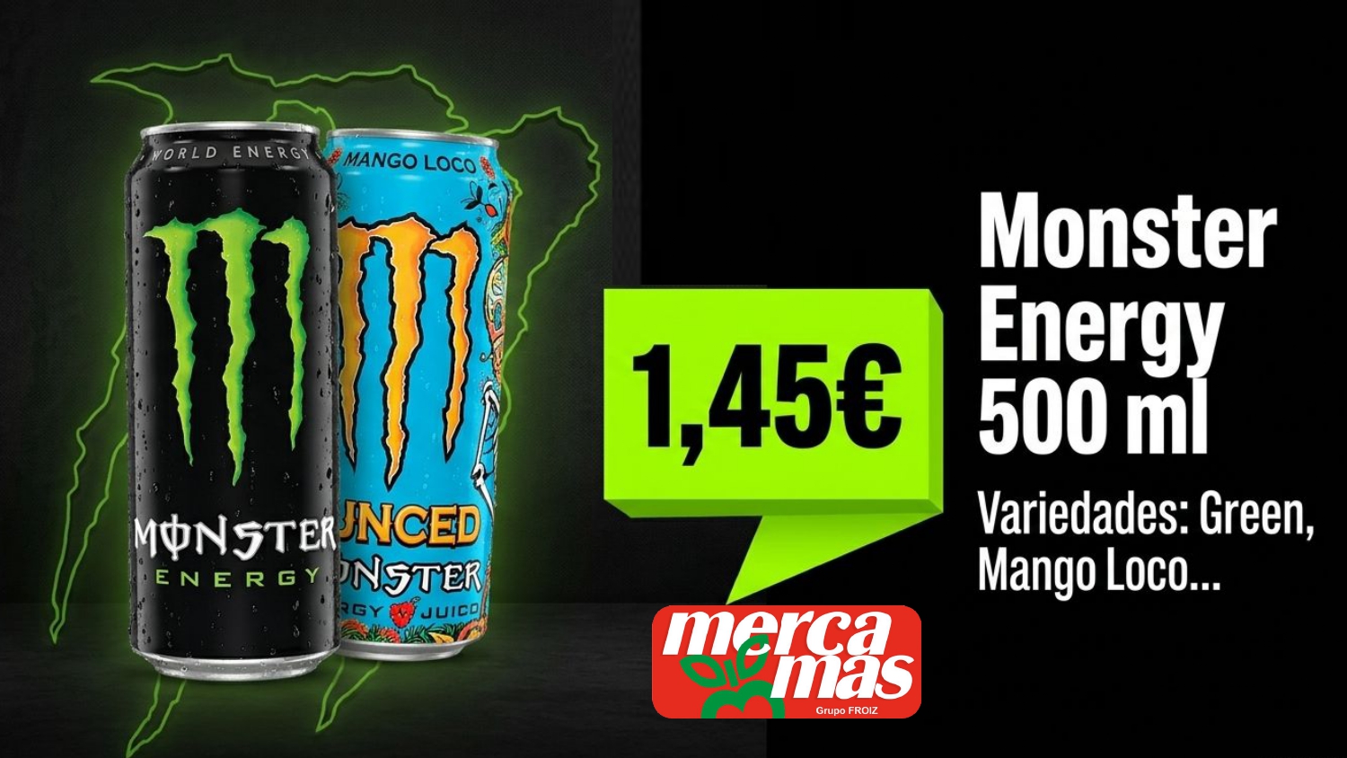 Monster Energy 500 ml varios sabores en oferta en Mercamás Casal