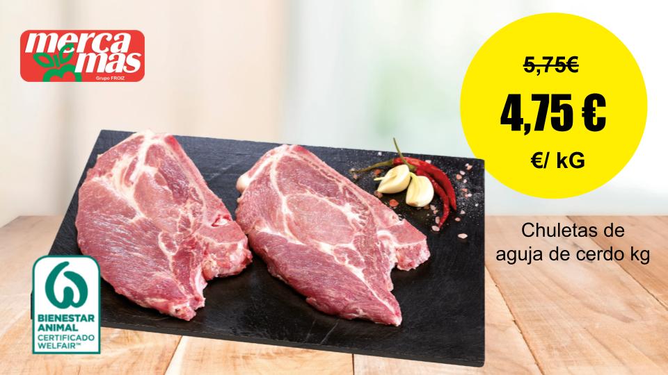 Chuletas de aguja de cerdo en oferta en Mercamás Casal