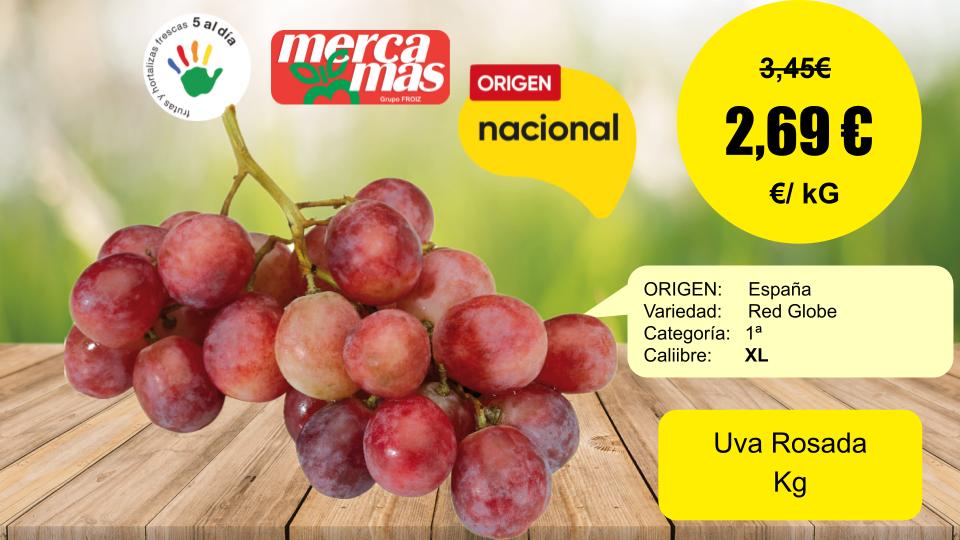 Uva rosada nacional Red Globe en oferta en Mercamás Casal