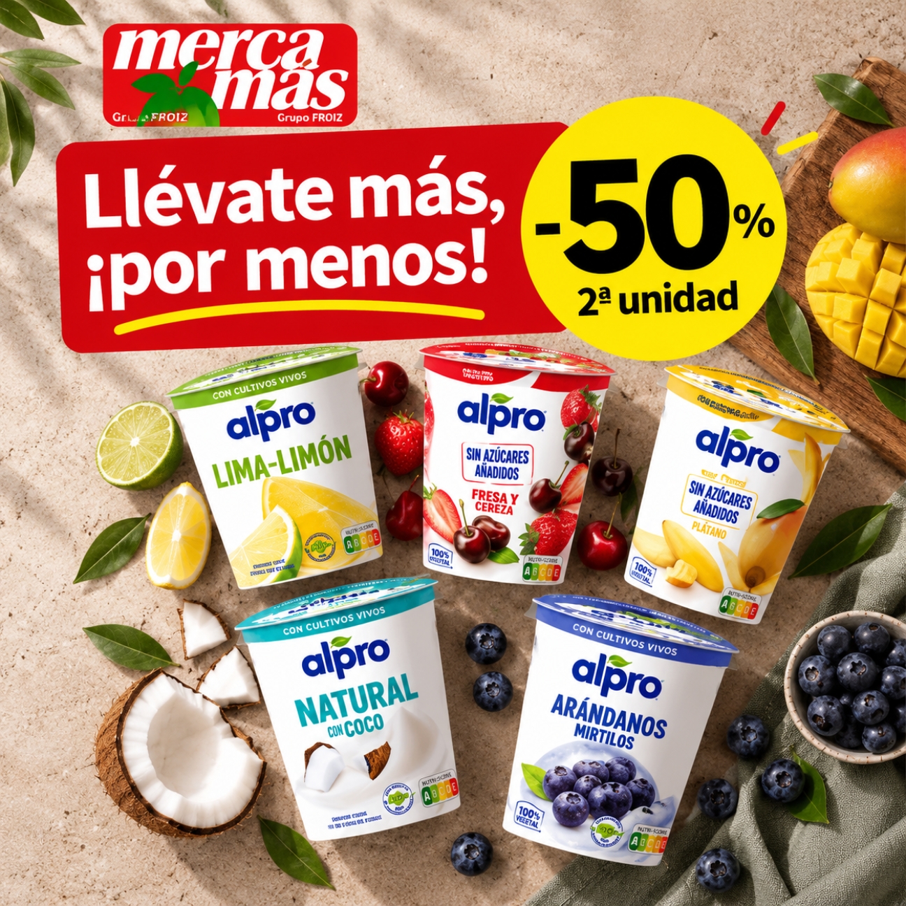 Productos Alpro con descuento en segunda unidad en Mercamas Casal
