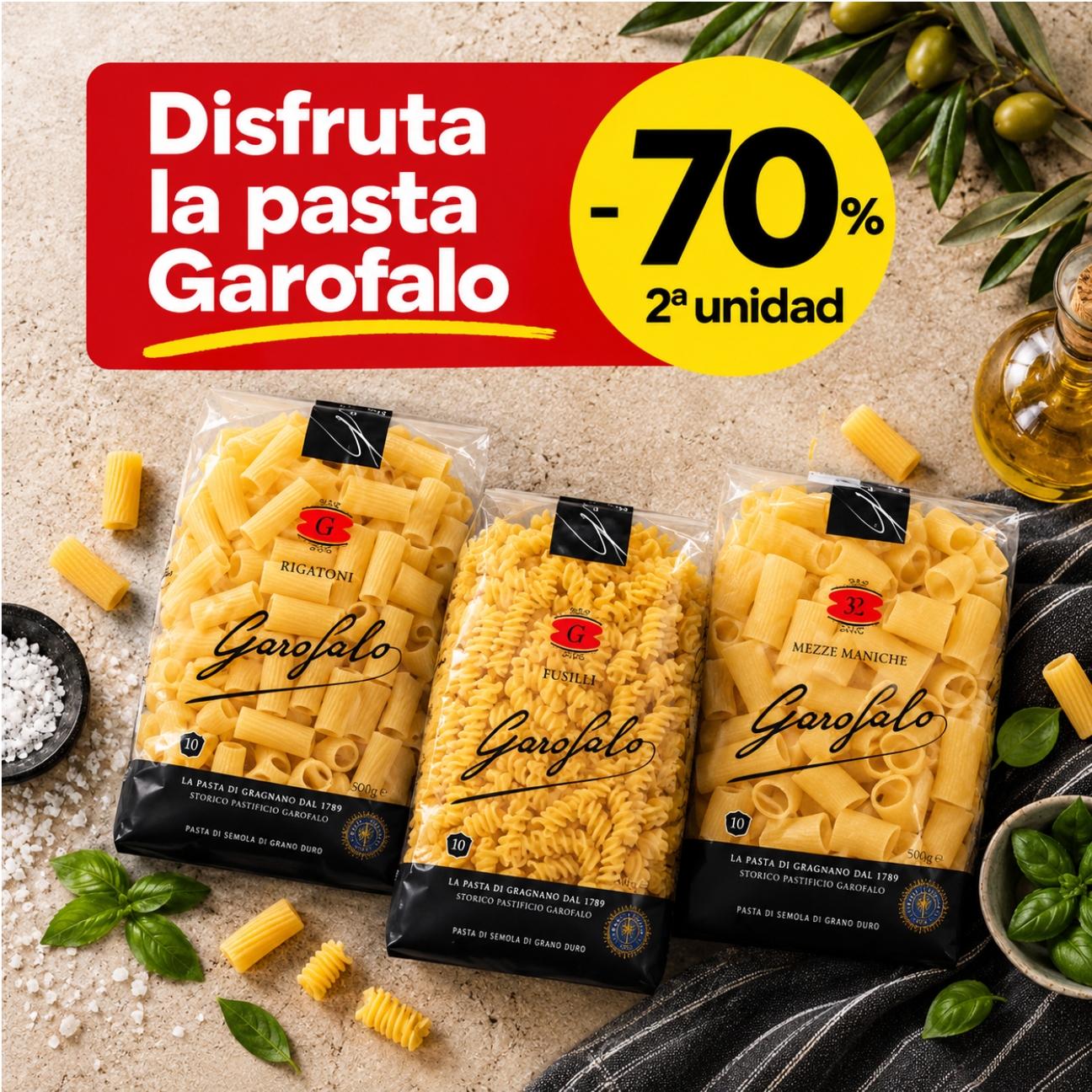 Pasta Garofalo con descuento en segunda unidad en Mercamas Casal