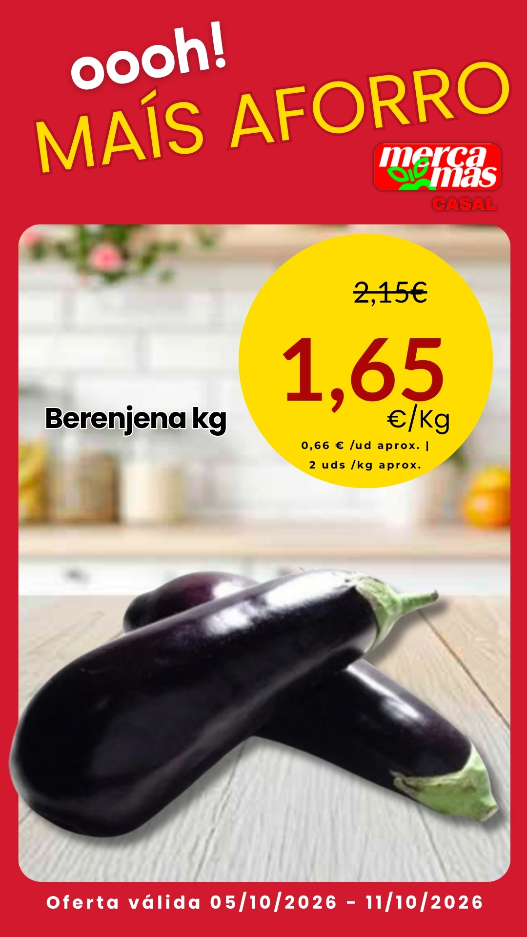 Oferta de berenjena en Mercamas Casal