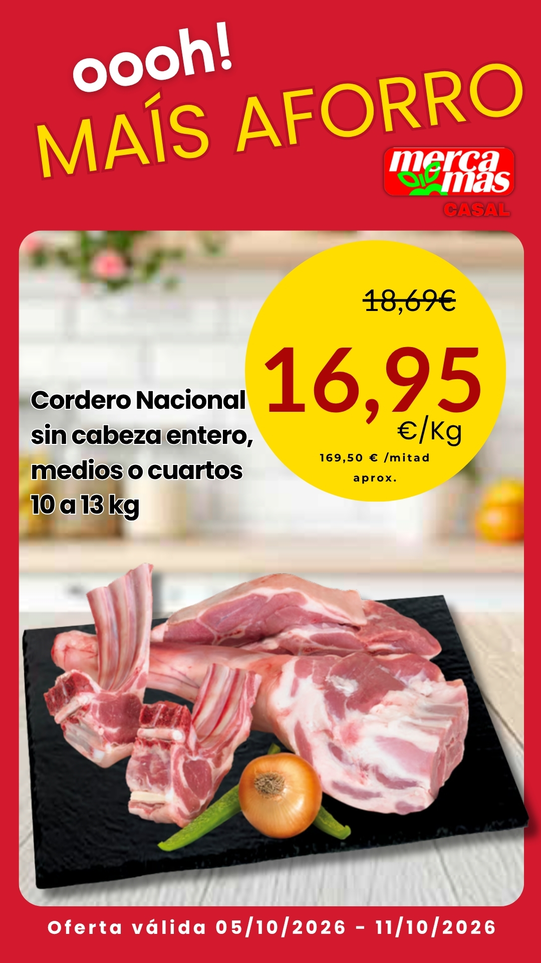 Oferta de cordero nacional en Mercamas Casal
