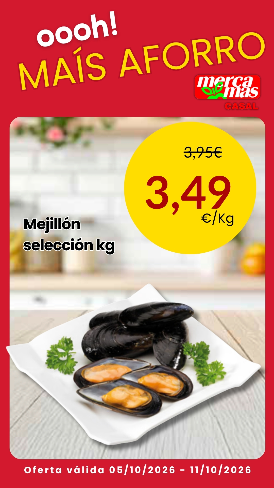 Oferta de mejillón selección en Mercamas Casal
