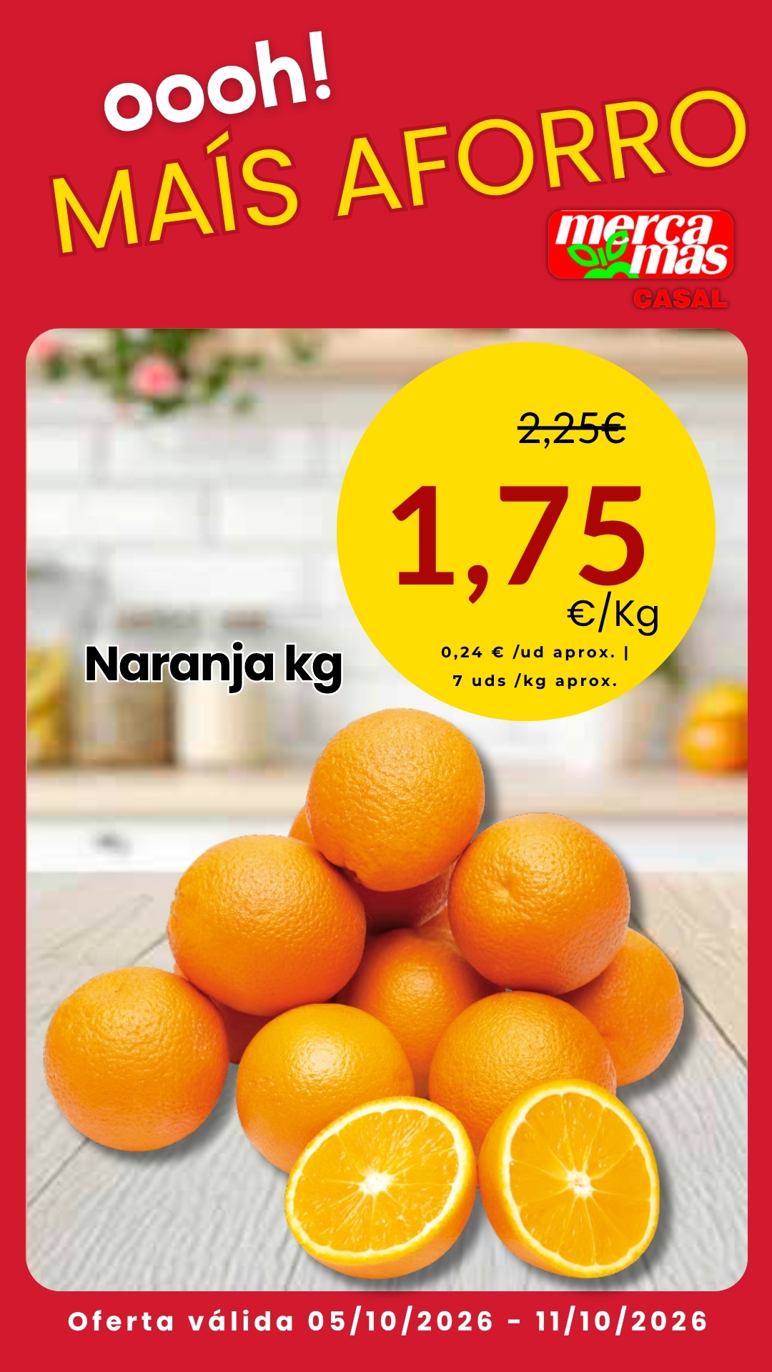 Oferta de naranja en Mercamas Casal