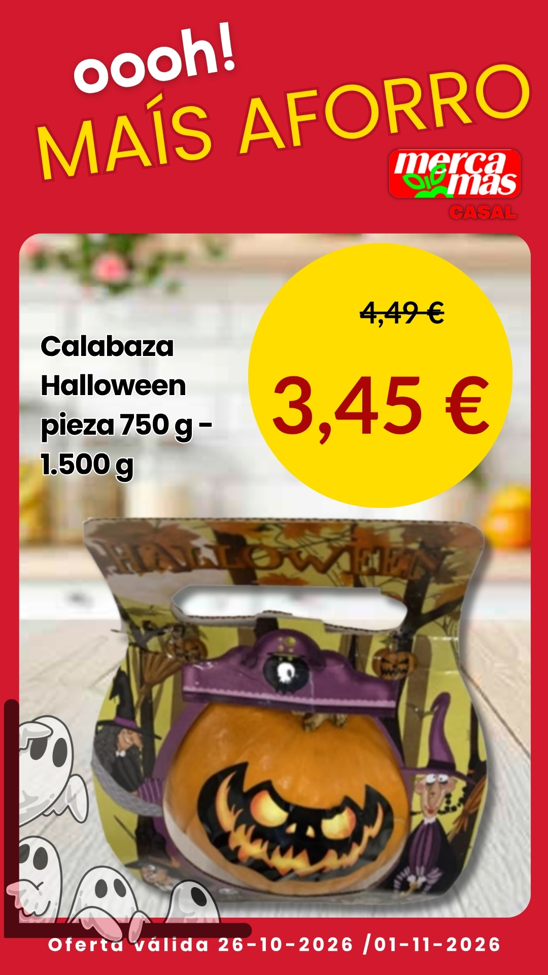Calabaza decorativa para Halloween de 750 a 1500 gramos