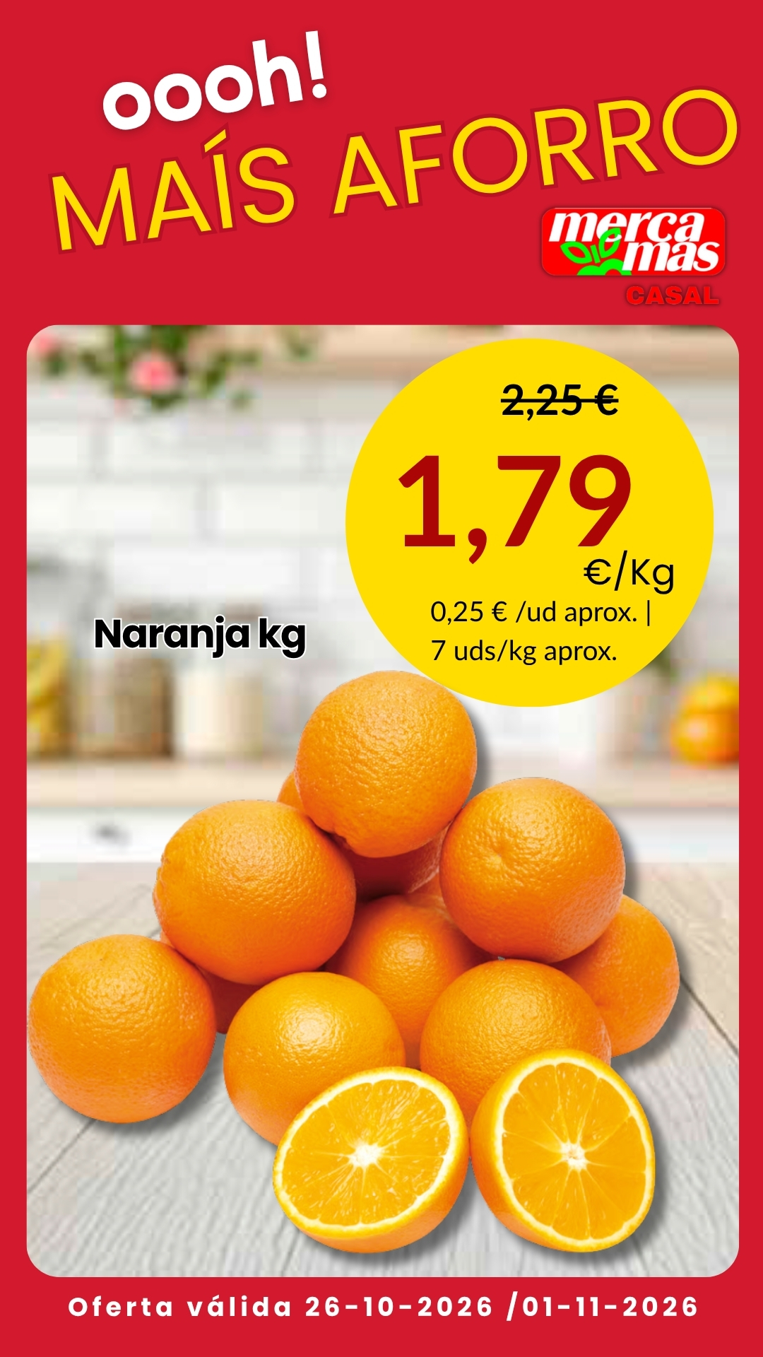 Naranjas frescas a 1,79 euros el kilo