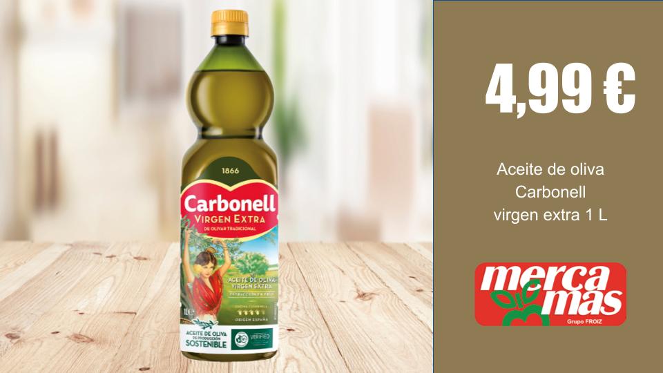 Botella de aceite de oliva virgen extra Carbonell de 1 litro a 4,99 € en Mercamás Casal.