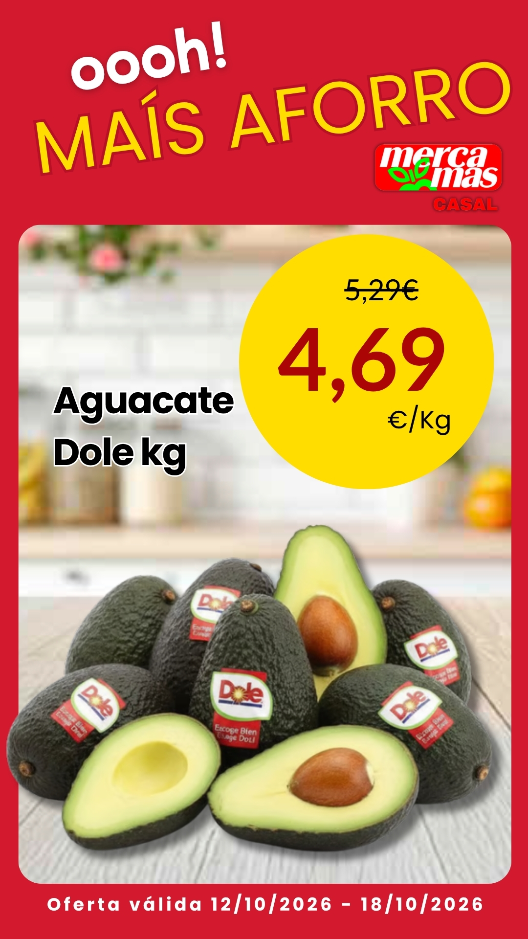 Aguacates Dole en oferta semanal en Mercamas Casal