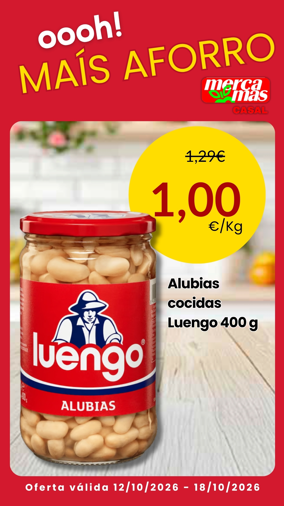 Tarro de alubias cocidas Luengo de 400 g en oferta en Mercamas Casal
