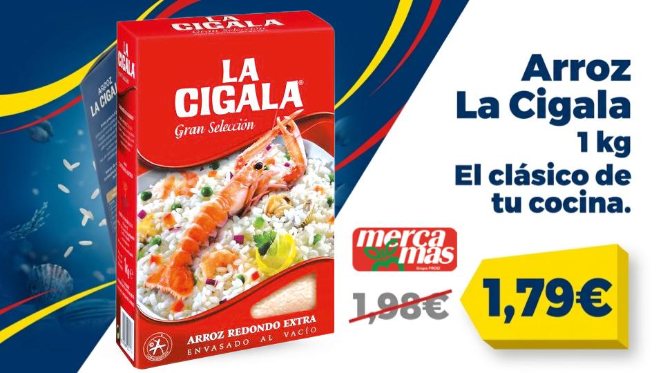 Oferta de arroz La Cigala Gran Selección de 1 kg a 1,79 € en Mercamás Casal.
