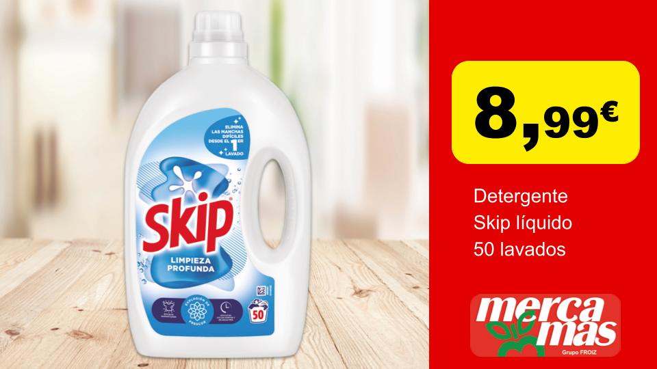 Detergente Skip líquido Limpieza Profunda para 50 lavados en oferta a 8,99 € en Mercamás Casal.