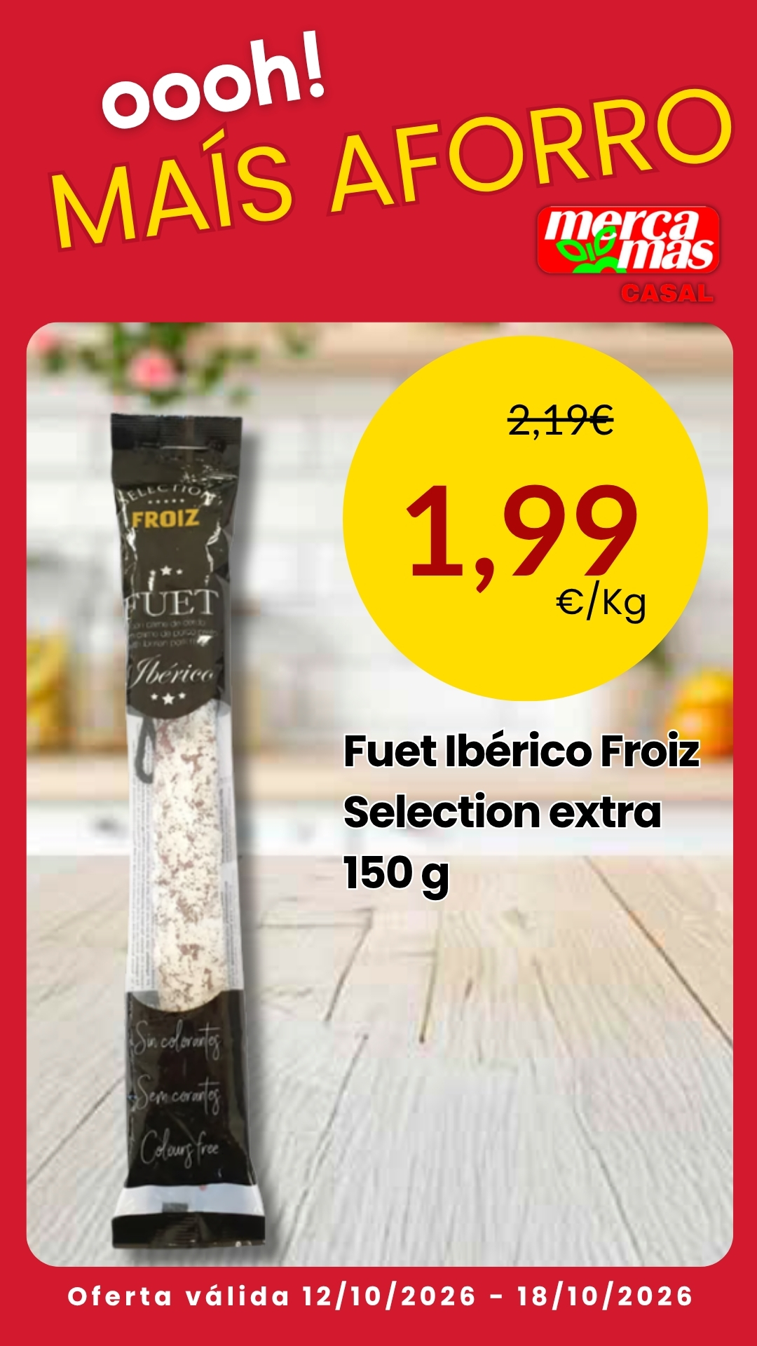 Fuet ibérico Froiz Selection Extra de 150 g en oferta en Mercamas Casal