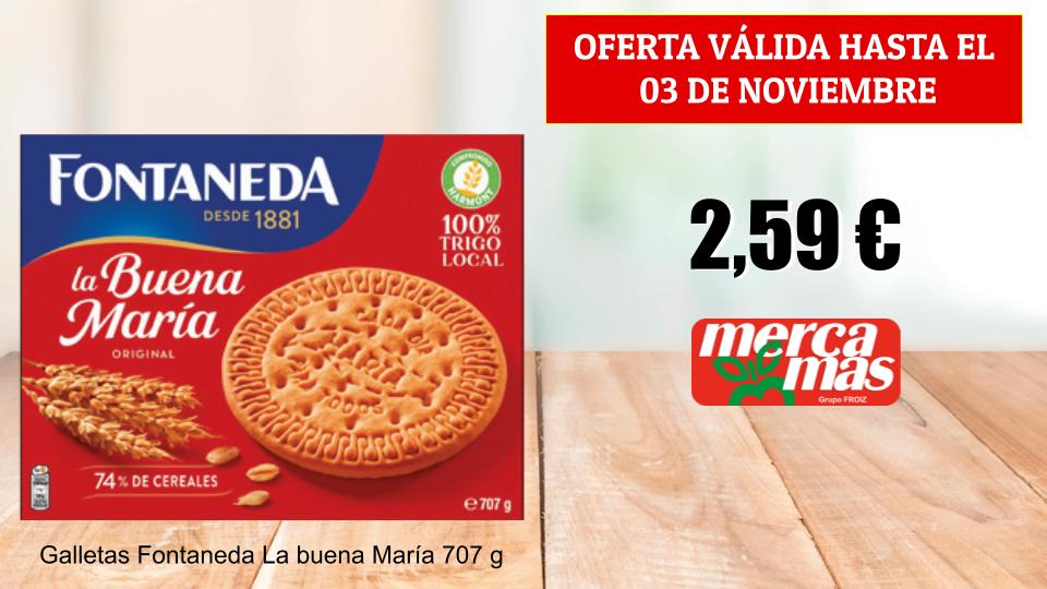 Caja de galletas Fontaneda La Buena María Original de 707 g en oferta a 2,59 € en Mercamás Casal.